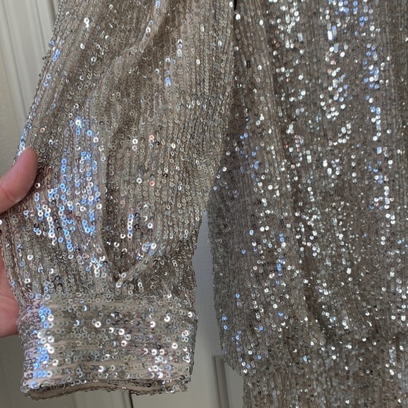 NWT 7 For all Mankind by Revolve Sequin Dress In silver & black contrast Medium - Picture 8 of 14
